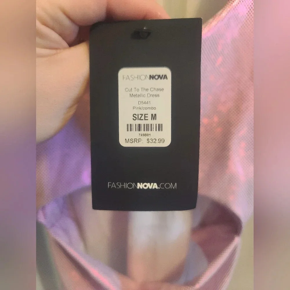 Fashion Nova iridescent pink bodycon dress